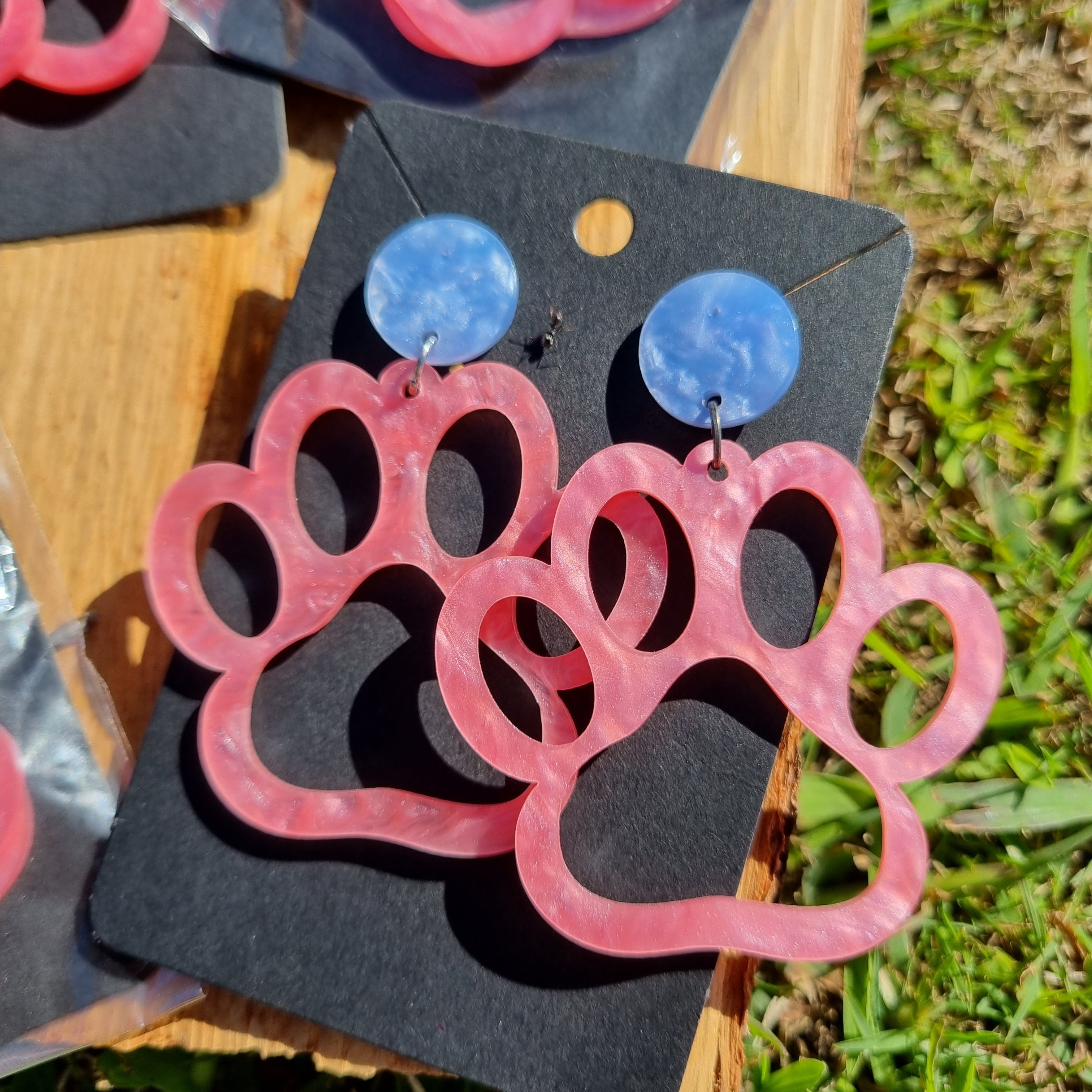 Paw Earrings - Pink