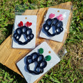 Paw Earrings - Black Glitter