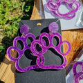 Paw Earrings - Pink Glitter