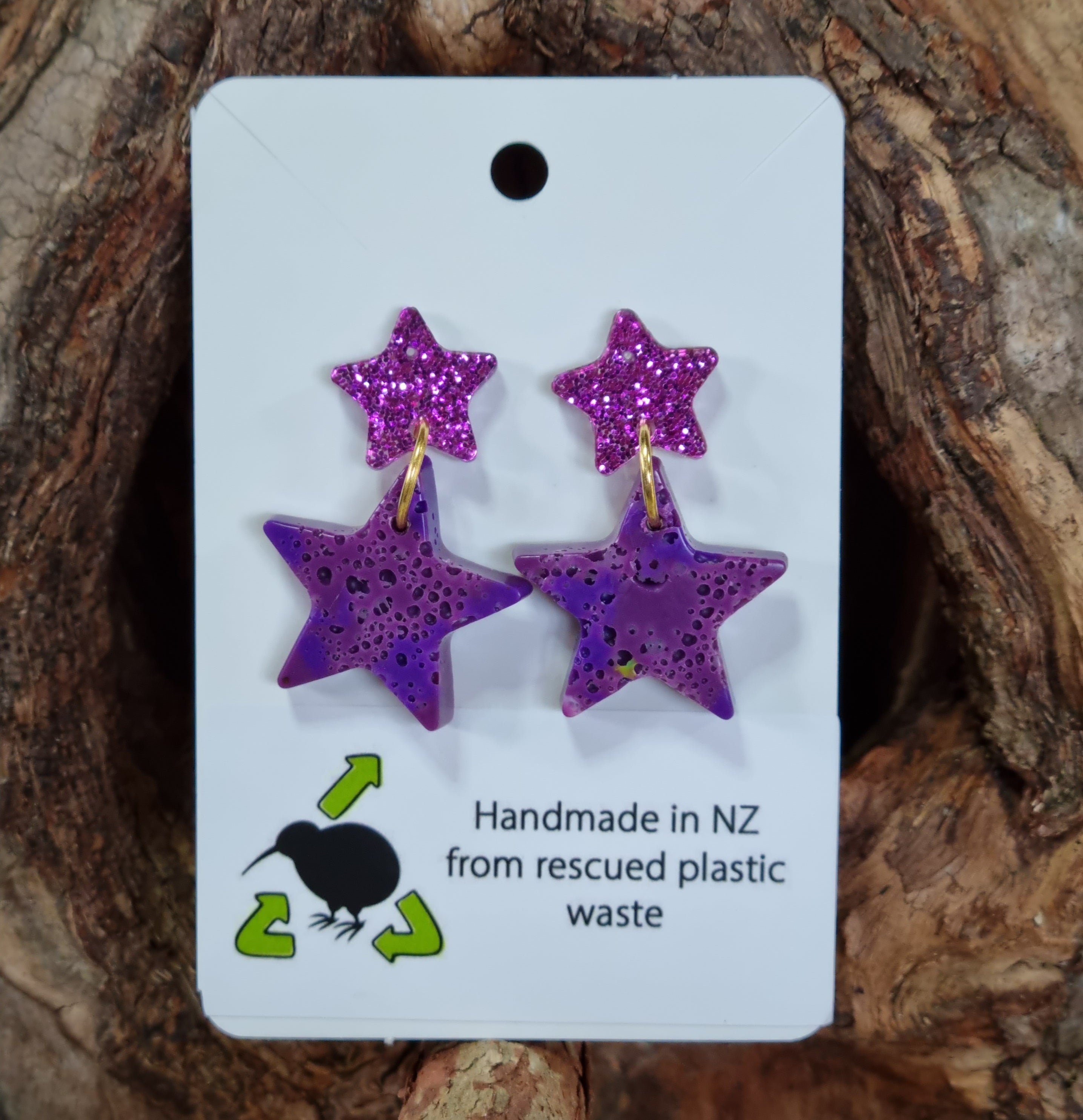 Star Earrings - recycled plastic